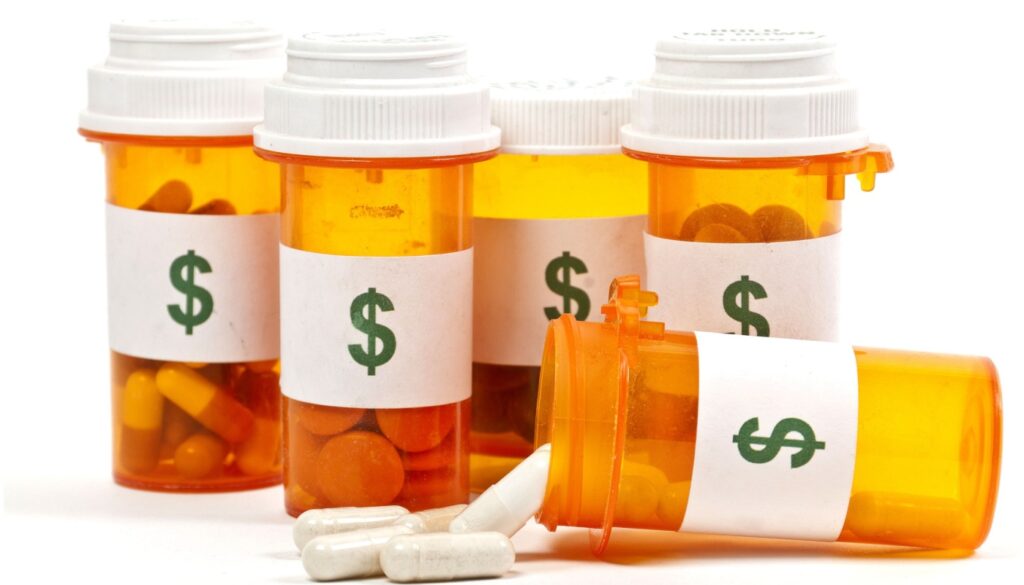 Prescription Bottles w Dollar Signs Shutterstock 104828762